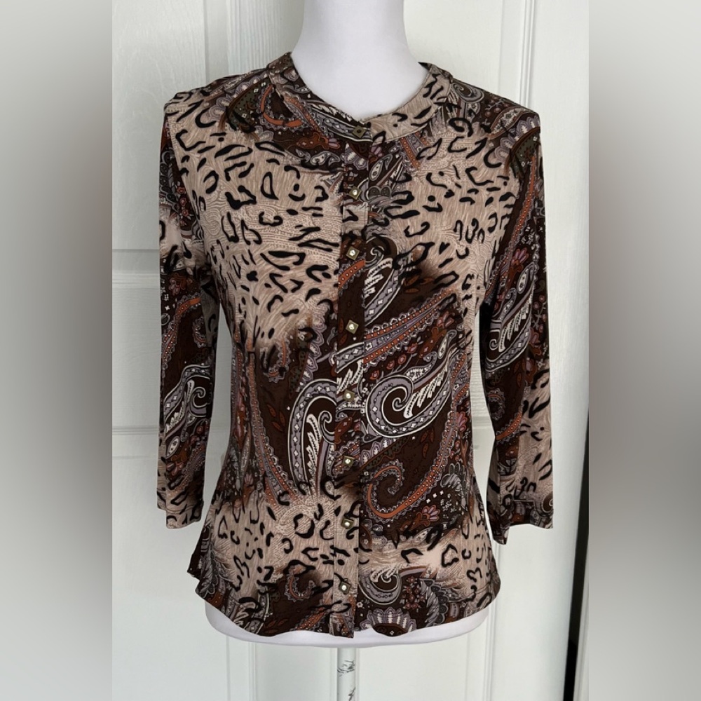 Laura Max Button Down Long Sleeve Top - Size Medium - NWT